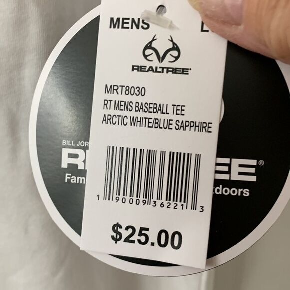 REALTREE Baseball T-Shirt 70% cotton/30% polyester. Arctic white/blue sapphire - Picture 6 of 8